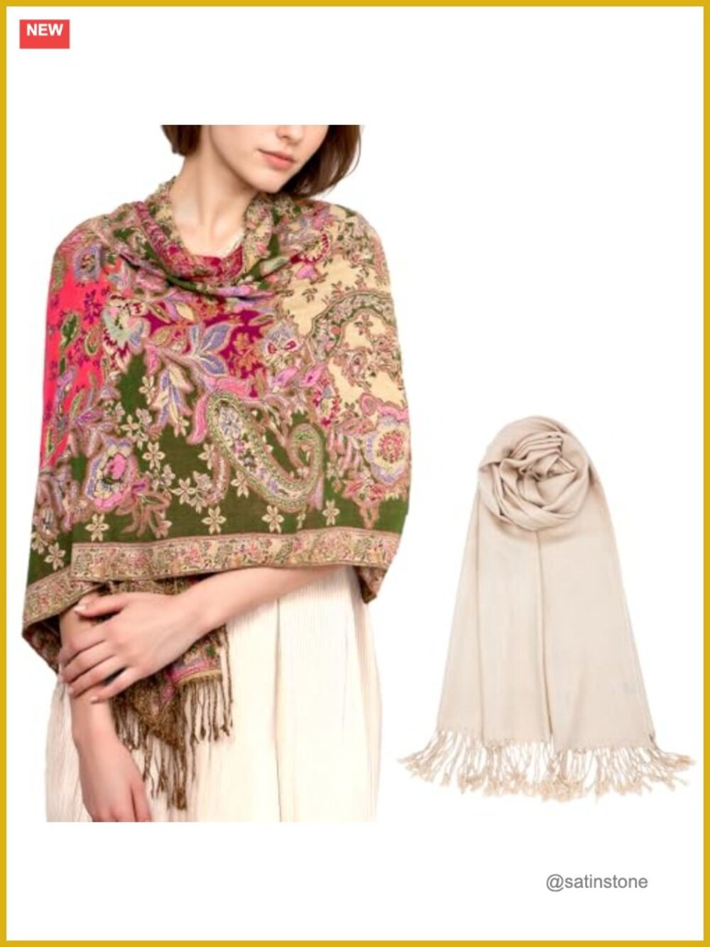 2 Pack Silky Shawl Wrap Bundle Includes Solid and Floral Wraps for Weddings